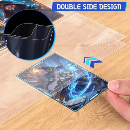 Tioplior 400 Pack Trading Card Sleeve Pages,9 Pockets Double Sided Binder Sheets for 3 Ring Binder,Hold 7200 Cards Fit for MTG,TCG,Baseball,Sports Standard Cards - size: 400
