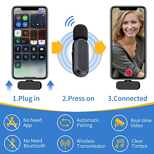 2 Pack Professional Wireless Lavalier Microphone for iPhone iPad Android with Charging Case Noise Reduction Plug-Play Clip on Lapel Mic for Video Recording Vlogging, YouTube, Interview, Live Streaming - style: Oval
