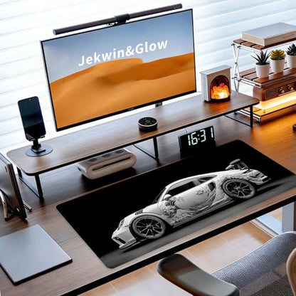 Sports Car Gaming Mouse Pad, Desk Mat, Large Mousepad with Stitched Edges Non-Slip Rubber Base, XL Extended Computer Keyboard Pad, Office&Home, 31.5x11.8in, Black Kanagawa Wave - color: Sports Car