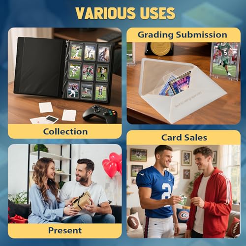 SAMYUCHO 500ct Semi-Rigid Card Holder and 500ct Penny Sleeves with 1/2" Lip | Double Protection, Trading Card Protector for PSA SGC BGS CSG Graded Card Submissions, For Grading Collection Storage Present - size: 500pcs+500pcs