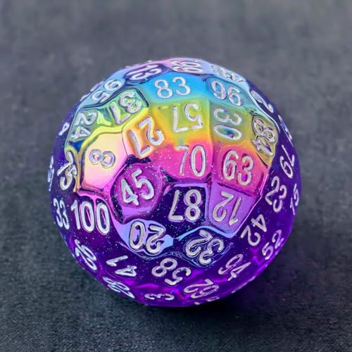 Bescon Dazzling Purple 100 Sided Dice, Game Dice D100, Polyhedral Solid 100 Sides Dice 45MM in Diameter (1.8inch) - color: D100 Dazzling Purple