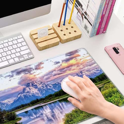 Gaming Mouse Pad, Large Non-Slip Rubber Base Mousepad, Keyboard Mouse Mat, Desk Pad with Stitched Edges, 31.5x11.8inch, Grand Teton National Park - color: Grand Teton National Park