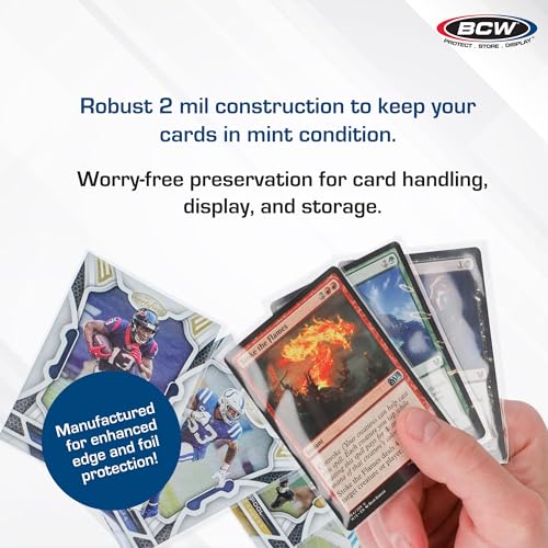 BCW Standard Card Sleeves - 2-5/8" x 3-5/8" - 3 Packs (300 Total) | Crystal Clear Acid-Free, Toploader | Trading Card Sleeves for Baseball, Basketball, Football, Hockey, Pokemon, MTG, etc