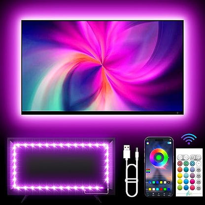 KANTUTOE TV Backlights, 13.1FT LED Lights for 32-65 Inch TV, RGB TV LED Lights Behind, Music Sync Bluetooth APP and Remote Control TV LED Strip Lights USB Powered for Gaming/Bedroom - size: 13.1FT for 32"-65" TV