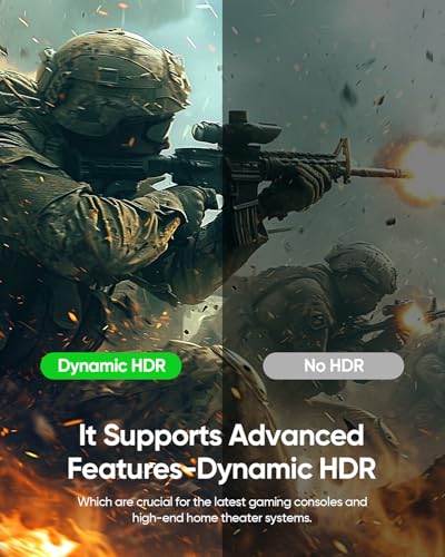 SHKI 8K 4K 10K HDTV Cable 48Gbps 23FT/7M, Ultra High Speed 2.1 HDTV Cable Cord-4K@120Hz 8K@60Hz, DTS:X, HDCP 2.2 & 2.3, HDR 10 Compatible with Roku TV/PS5/HDTV/Blu-ray - size: 23feet