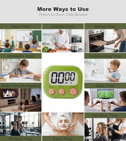 Digital Timer for Classroom Teachers Students, Magnetic Countdown Timer | Easy Timers for Kids Homework Study Kitchen Cooking Gym Game, 6 Pcs