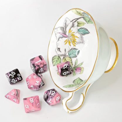 Sage’s Portal Stones DND Dice Set Acrylic Opaque 7-PC Polyhedral DND Dice Set for Dungeons and Dragons D&D Sage’s Cantrips RPG Tabletop TTRPG (Pink/Mica) - color: Pink/Mica