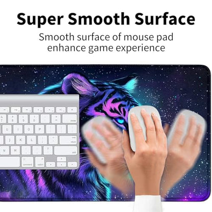 Tiger with Galaxy for MTG & TCG Playmat Mouse Pad,BFDHGQZC 24" x 14" Game Mat for MTG/RPG/CCG Trading Card Game Playmats Table Mat Perfect for Card Games Video Games Computer Office - color: Tiger With Galaxy