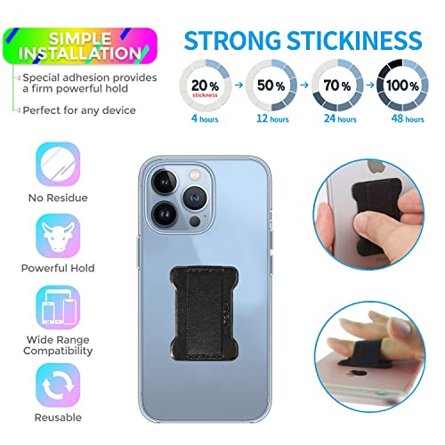 Universal Phone Grip for Smartphones - Phone Holder for Hand for Back of Phone - Wireless Charging Compatible (Black Blue) - 2Pack - color: Black Blue