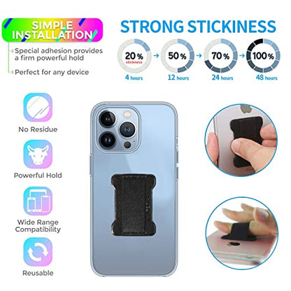 Universal Phone Grip for Smartphones - Phone Holder for Hand for Back of Phone - Wireless Charging Compatible (Black Blue) - 2Pack - color: Black Blue
