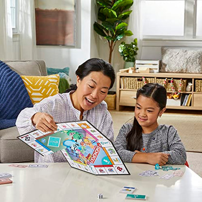 Hasbro Gaming Monopoly Junior Board Game, 2-Sided Gameboard, 2 Games in 1, Monopoly Game for Younger Kids Ages 4 and Up, Kids Games for 2 to 6 Players