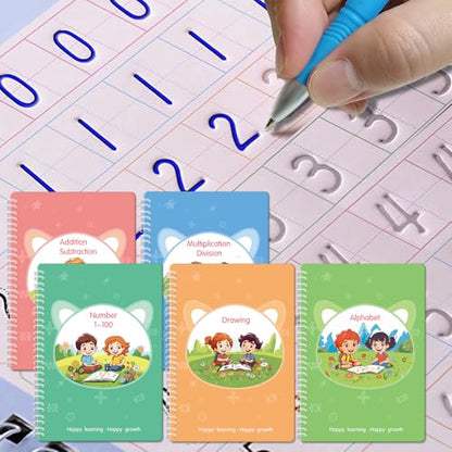 Reusable Grooved Handwriting Workbooks,Magic Copybook,Magic Writing Practice copy books, to help children improve their handwriting ink Practice Age 3-8 Calligraphy for kids(Character edition) - style: Character edition