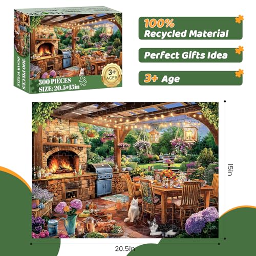 300 Pieces Puzzles for Adults | Manor Cat Jigsaw Puzzles 300 Piece for Children Adults Seniors | Sturdy,Safe Large Piece Puzzle | Engaging & Educational Toys Great Gift for Boys Girls 20.5 x 15 in - style: Manor Cat