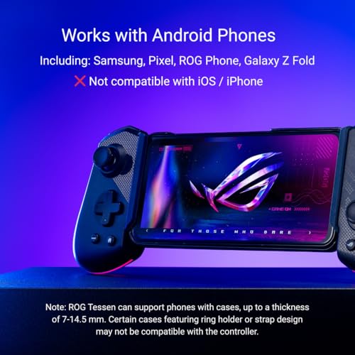 ASUS ROG Tessen Mobile Gaming Controller – Android Phones ONLY, Foldable, Compact, Wired USB-C, Programmable, Fast Charging, RGB – for Call of Duty: Warzone Mobile, Minecraft, Roblox, 350+ Games