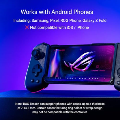 ASUS ROG Tessen Mobile Gaming Controller – Android Phones ONLY, Foldable, Compact, Wired USB-C, Programmable, Fast Charging, RGB – for Call of Duty: Warzone Mobile, Minecraft, Roblox, 350+ Games