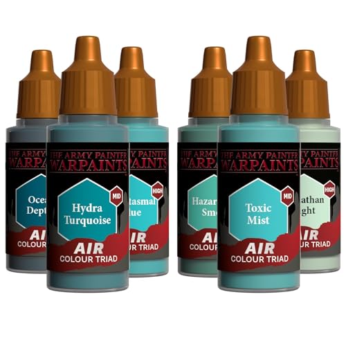 The Army Painter, Air Triads Turquoise, 6 x 18 ml, pronti per aerografo | Colori acrilici pre-diluiti per aerografo, per miniature D&D e Warhammer - color: Turquoise