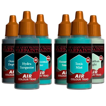 The Army Painter, Air Triads Turquoise, 6 x 18 ml, pronti per aerografo | Colori acrilici pre-diluiti per aerografo, per miniature D&D e Warhammer - color: Turquoise