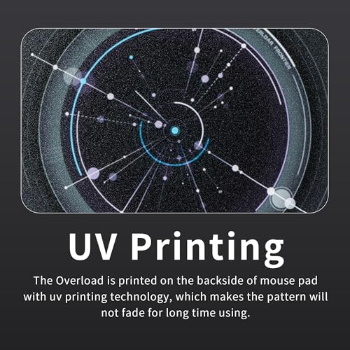 XVX Glass Mousepad Gaming, Overload Black Tempered Glass Mouse Pads for Gaming,Professional Large Mouse Mat 16.2" x 12.2", Special Glass Surface with Improved Precision and Speed - color: Black(Overload)