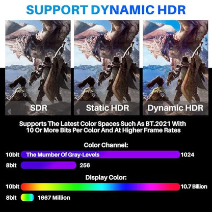 Adoreen 8K HDMI 2.1 Cable (Certified) 10 feet, 48Gbps Braided HDMI Cord(3.3ft to 16.5ft) for 8K@60Hz 4K@120Hz 2K 1080P, Dynamic HDR, eARC HDCP2.2 Compatible PS5,PS4,HD TV with 5 Cable Ties(3m) - size: 10FT