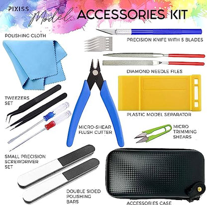 Pixiss Gundam Model Tool Kit - Essential Hobby Tools for Plastic Model Building, Miniature Crafting, and Gundam Model Kits - Complete Model Kit Tool Set