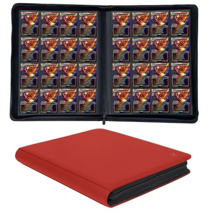 1000+ Pockets Trading Card Binder, 16-Pocket Card Ablum Compatible with MTG,Sports Cards & Other Standard Size Trading Cards (Red) - color: Red