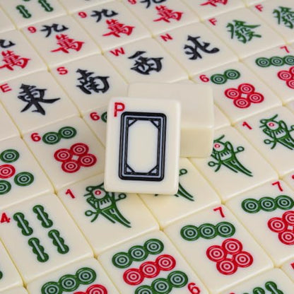 Mahjong Tile Set, 146pcs Professional Chinese Mahjong Set with Instruction Manual, Premium Mah Jongg Sets with Storage Box, 1.4" Mah Jong Tiles Easy to Grab, Game for Gathering, Party, Camping - color: Ivory