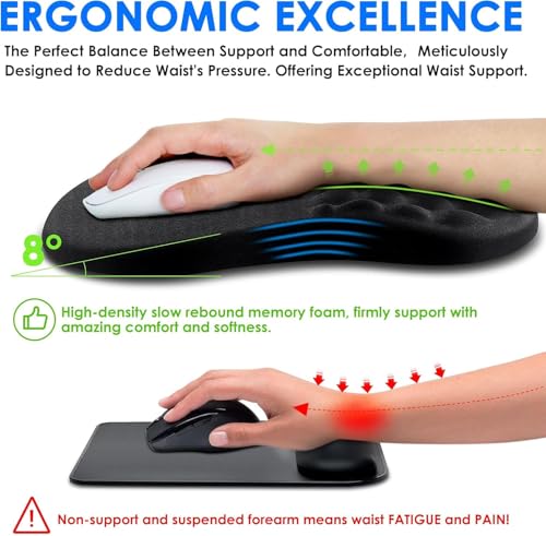 Ergonomic Mouse Pad with Wrist Rest, Carpal Tunnel Mousepad Waist Support, Memory Foam Massage Design Pain Relief (ABCD234)