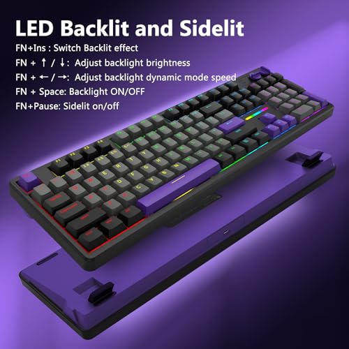E-YOOSO Wired Creamy Mechanical Keyboard, Led Backlit for PC/Mac, Black | Gasket Structure with Sound Dampening Foam, Hot Swappable, Pre-lubed Linear Switches, Full Size Custom Gaming Keyboard - color: Grey Black Purple