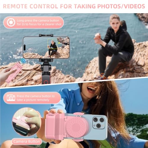 MILOUZ Remote Control Scrolling for Tiktok with Phone Stand,Page Turner for Kindle App E-Book,Bluetooth Camera Shutter Remote for iPhone, Android,iOS,iPad,Tablet - color: Rose Pink