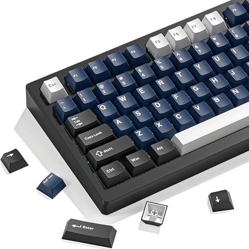 dagaladoo Double Shot PBT keycaps Set, Cherry Profile Keyboard Keycaps | 138-keys retro key caps full size,Custom keycaps for 60% 65% 75% 100% Cherry-MX switch Mechanical Keyboard（White/Black/Blue) - color: Black/Blue/White