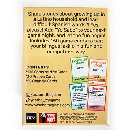 Yo Sabo: Edition 1 - The Original Bilingual Card Game - Learn Spanish with Cómo Se dice, Fun Trivia, & Challenge Cards - Family-Friendly - 160 Cards