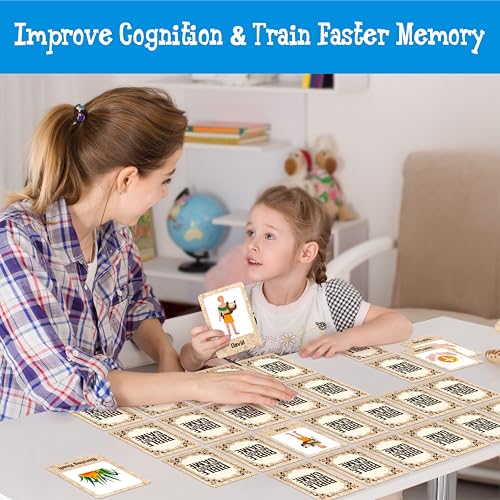 Hebayy Bible-Themed Matching Game, 80 PCS Bible Concentration Memory Cards for Christian 40 Pairs Biblical Character Cards Educational Toys for Kids, Adults - style: Bible