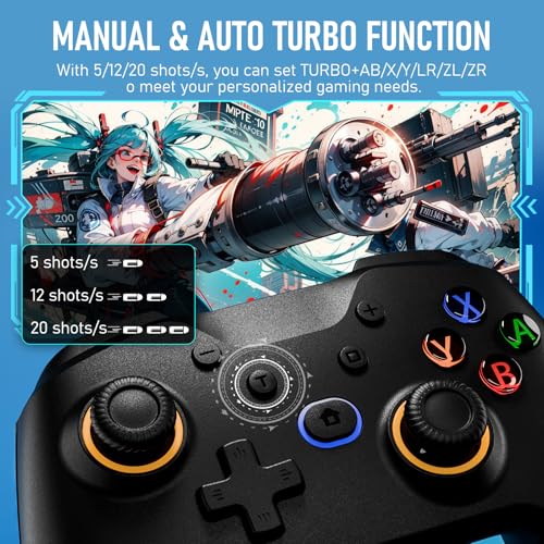 Diswoe Wireless Switch Controller for Switch/Lite/OLED Controller, Switch Controller with a Mouse Touch Feeling on Back Buttons, Extra Switch Pro Controller with Wake-up,Programmable, Turbo Function - color: Black+LED