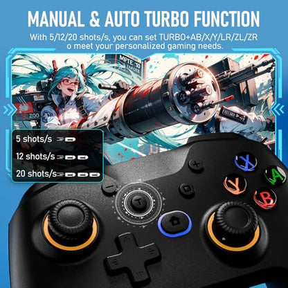 Diswoe Wireless Switch Controller for Switch/Lite/OLED Controller, Switch Controller with a Mouse Touch Feeling on Back Buttons, Extra Switch Pro Controller with Wake-up,Programmable, Turbo Function - color: Black+LED