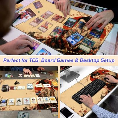 Crane Tattooed Woman MTG Playmat, Card Game Play Mat with Stitched Edges, Smooth Surface Board Game Trading Card Mat, Non-Slip Rubber Base Large Gaming Mouse Pad 24 x 14 Inch - color: Crane Tattooed Woman