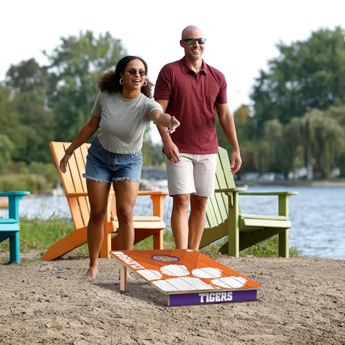 YouTheFan NCAA 2’ x 3’ Wood Cornhole Game with Logo Bags - color: Clemson Tigers