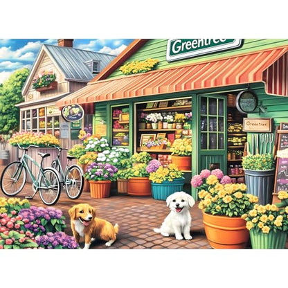 Jigsaw Puzzles for Adults 500 Pieces, Puppy Flower Shop Puzzles 500 Pieces, Challenging Yet Relaxing Jigsaw Puzzle Game for Adults, Glossy Sturdy Vibrant Puzzle Great Gift for Family Friends - style: Flower Shop