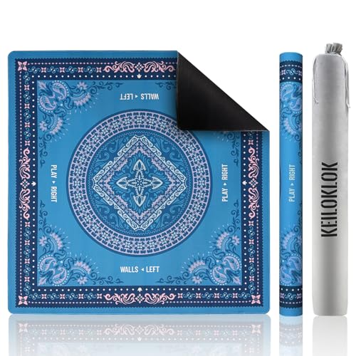 32.4x32.4 Inch Mandala Mahjong Mat with 3MM Noise Reduction | Rubber Anti Slip for Poker, Card, Board & Tile Games, Dominoes, Ships Rolled No Creases Mahjong Gifts - color: Peacock Blue