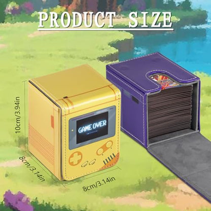 Card Deck Box Fits for YGO MTG,100+ Card Storage Box Trading Games PU Leather Storage Premium Deck Case (Game yellow) - color: Game yellow
