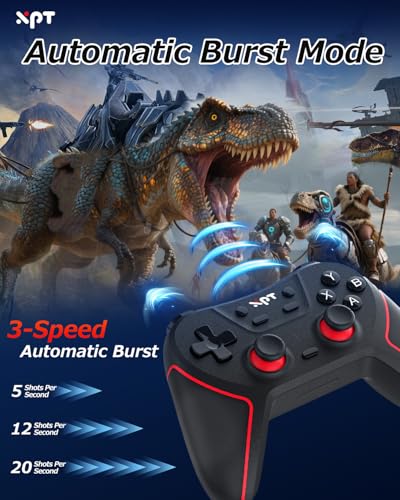 XPT PC Gaming Controller with Bluetooth/2.4G Wireless, Bluetooth Gamepad Game Controller for PC Windows/ Switch2/Switch1/PS4/PS3,Macro Programmable, Adjustable Turbo & Dual Vibration (black) - color: black