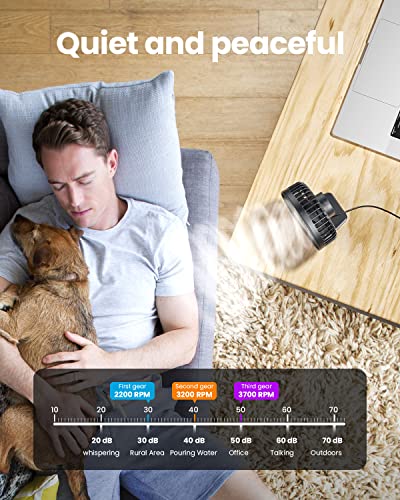 Gaiatop USB Desk Fan, Small But Powerful, Personal Portable Quiet 3 Speeds, Adjustable Mini Table Desktop fan for Cooling Home Office Car Summer Travel Gifts Black - color: Black