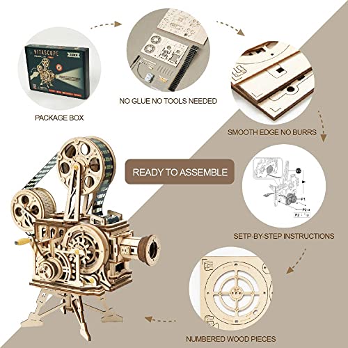 ROKR 3D Wooden Puzzles Vitascope for Adults - Model Building Kits Mechanical Construction for Adults to Build, Educational Brain Teaser DIY Crafts Kits, Halloween Collection Gifts for Men (Vitascope)