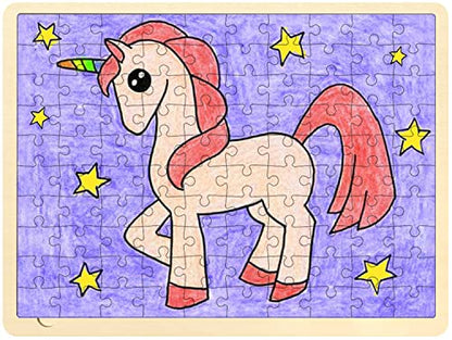 100 Piece Blank Puzzle with Tray to Draw on, 14.2x10.6 Inches | Each Piece is Unique, Make Your Own Wooden Blank Puzzles, Custom Puzzle for Crafts & DIY