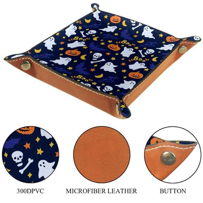 Halloween Pattern Dice Tray PU Leather Dice Rolling Tray Folding Dice Holder for Dice Games, Like RPG, DND and Other Table Games - color: Multi 1