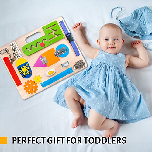 Montessori Busy Board for Toddlers, Wooden Sensory Toys, Preschool Learning Activities for Fine Motor Skills Travel Toy, Basic Life Skills Educational Gifts for 1 2 3 Years Old Kids Boys Girls | Preschool Learning Activities, Basic Life Skills, Fine Motor