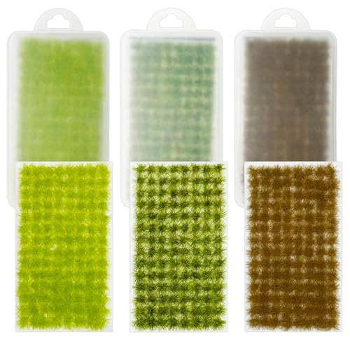 Cayway 312 PCS Static Grass Tuft 3 Color Model Railway Artificial Miniature Terrain Kit for DIY Model Railway Fairy Garden Diorama Scenery - color: 3 Color
