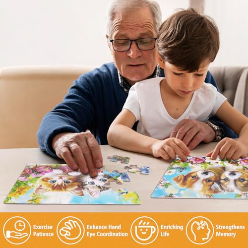 6 Packs 20 Large Piece Puzzles for Seniors with Dementia│Alzheimer’s Puzzles Memory Cognitive Games Easy Jigsaw Puzzles for Elderly Seniors with 6 Storage Bags(Animal) - style: animal