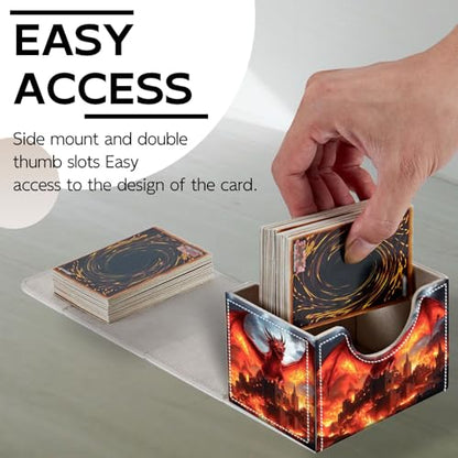 Trading Card Storage Box, Holds 100+ for MTG Cards, Premium PU Leather with Magnetic Closure, Red Dragon Burning A Castle Durable Deck Box for Magic the Gathering, Trading Card Games - color: Red Dragon Burning A Castle