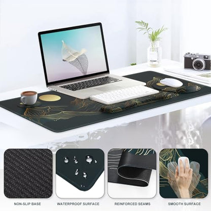 iCasso Large Mouse Pad, 4in1 XXL Mousepad + Keyboard Wrist Rest+Mouse Wrist Rest+Coaster Set with Ergonomic Design for Computer(Cyan-Mountain) - color: Cyan Mountain
