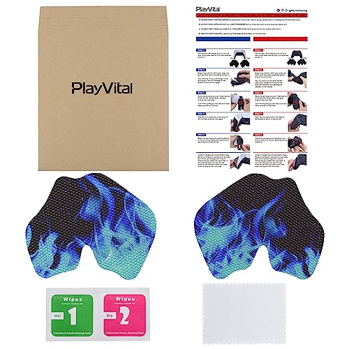 eXtremeRate PlayVital Anti-Skid Sweat-Absorbent Controller Grip for ps5 Controller, Professional Textured Soft Rubber Pads Handle Grips for ps5 Controller - Blue Flame - color: Blue Flame